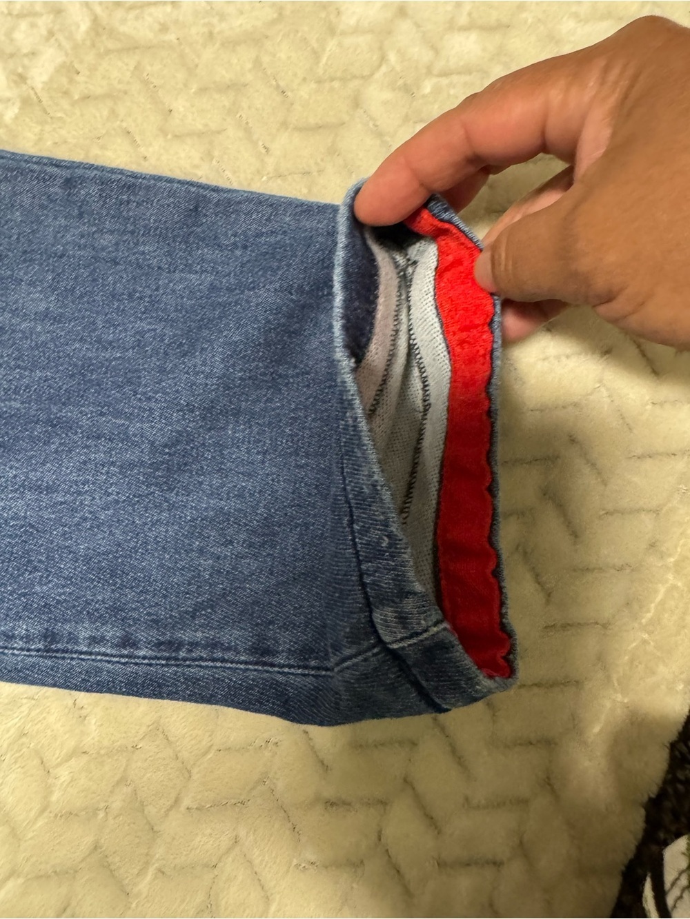 Kiton Denim Jeans in Medium Blue with Red Accents - Picture 4 of 16